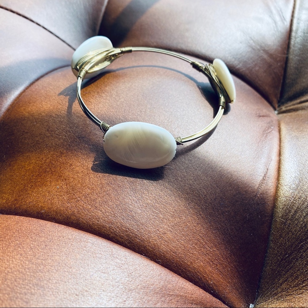 Gold and white stone bracelet